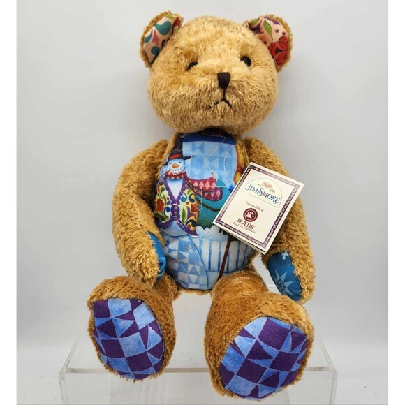 Boyds Jim Shore Flurries Snowman Teddy Bear 15” Plush Quilted Fabric Belly w/Tag - Picture 8 of 8